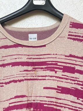 NIC+ZOE Womens Sweater in magenta and black Pattern